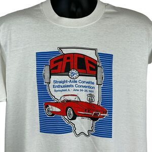 Vintage 90s Straight Axle Corvette Enthusiast T Shirt SACE White Mens XL X-Large